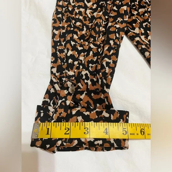 (26) Cocomo Petite Blouse with Black and Brown Pattern - Picture 9 of 15
